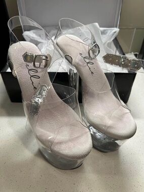 Ellie Transparent Platform Slingback Heels in Clear